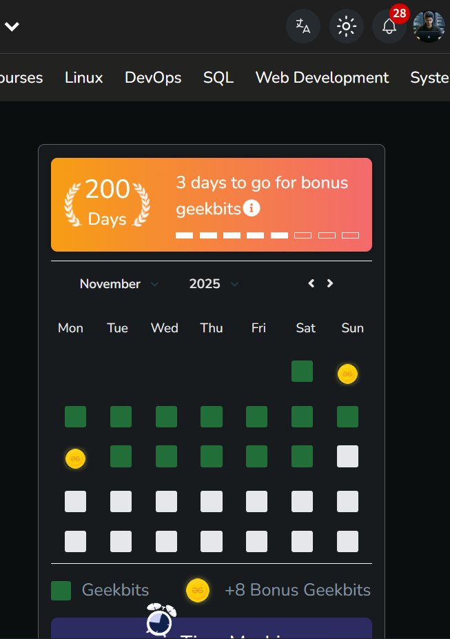 amanhaidry's tweet image. New Achievement Unlocked 🎉
200 Day Streak on @geeksforgeeks🎯
#geeksforgeeks #gfg #DataStructuresAndAlgorithms #DSA