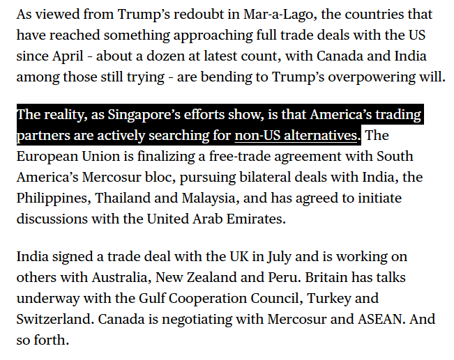 "The reality, as Singapore’s efforts show, is that America’s trading partners are actively searching for non-US alternatives.... If Trump’s pullback is indeed creating a global vacuum, China will be delighted to fill it." bloomberg.com/news/newslette…