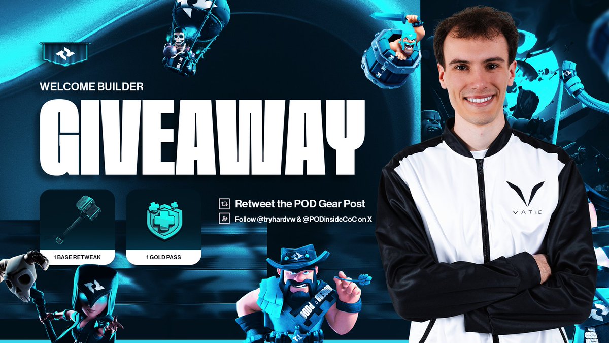 To celebrate the arrival of one of the top French pro players &amp; builders, we’re hosting a #Giveaway ! 🎉

🎁 Prizes:
🔸 1 Gold Pass
🔸 1 Base Retweak

How to enter:
🔹 Follow <a href="/TryHardvw/">TryHard</a> &amp; <a href="/PODinsideCoC/">POD GEAR CoC</a>
🔹 Like &amp; RT this post

Event ends on November 22nd.
Good luck, Chief! 🍀