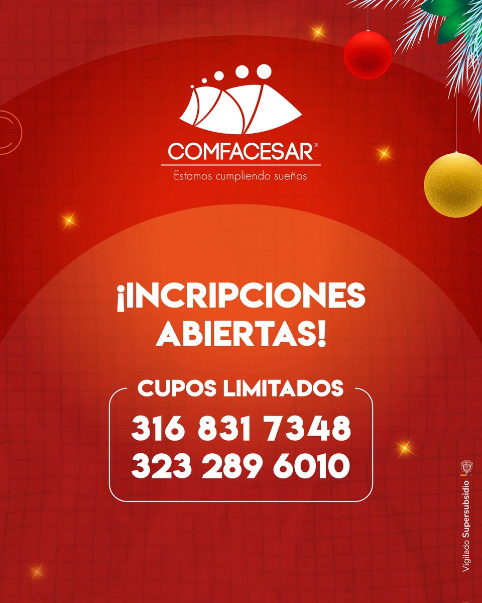 Aprovecha esta temporada para que tus hijos practiquen su deporte favorito en los vacacionales de Comfacesar. 
Información e inscripciones 3168317348 - 3232896010. Cupos limitados.