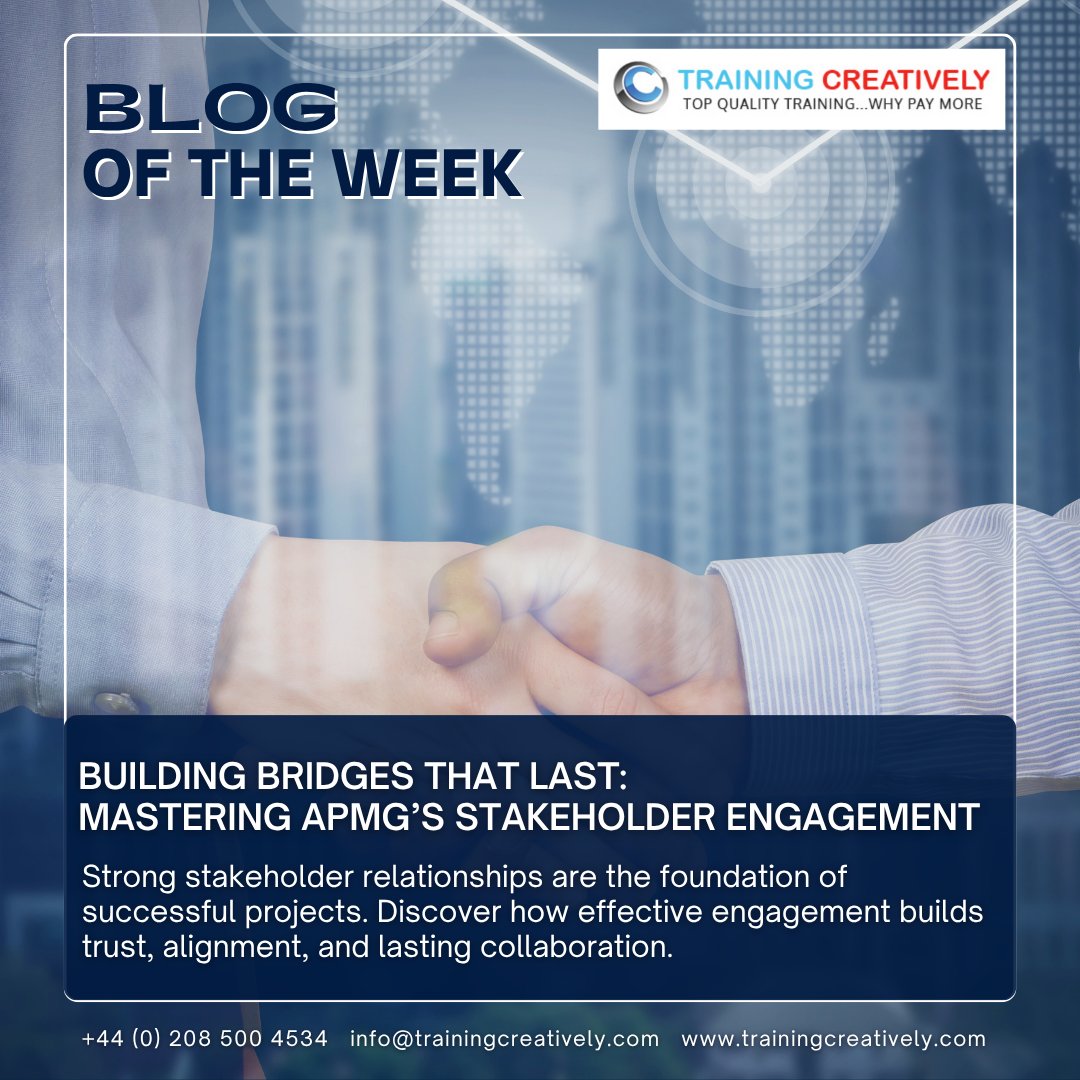 traincreatively's tweet image. 🤝 Strong relationships drive strong results.
Read how APMG’s Stakeholder Engagement helps professionals build trust and long-term collaboration.

👉 Read the full blog: zurl.co/ayi4S 

#StakeholderEngagement #APMG #BlogOfTheWeek #TrainingCreatively