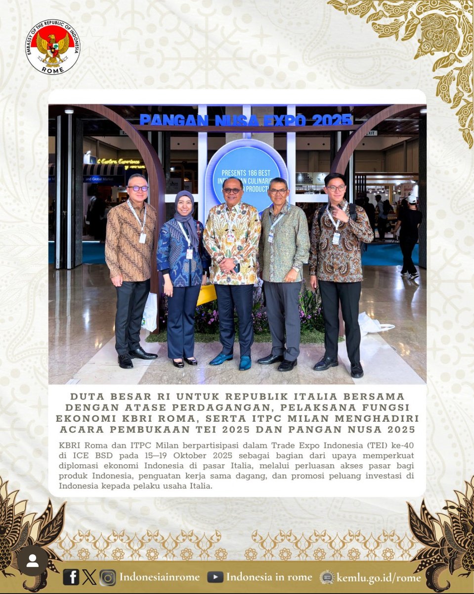 KBRI ROMA - AMBASCIATA INDONESIANA (@indonesiainrome) on Twitter photo 