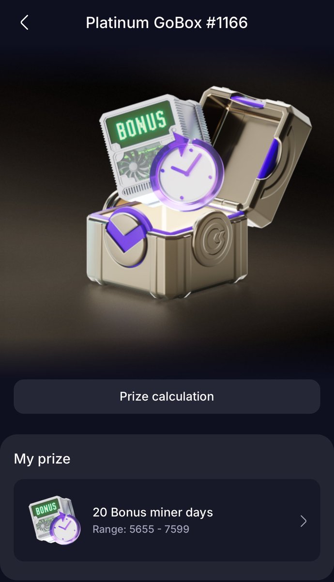 girlvsbitcoin's tweet image. My first improved go box gave me 20 bonus miner days.  With the extra 4 from completing the academy, I have my bonus baby for almost another month. #GoMining #Bitcoin