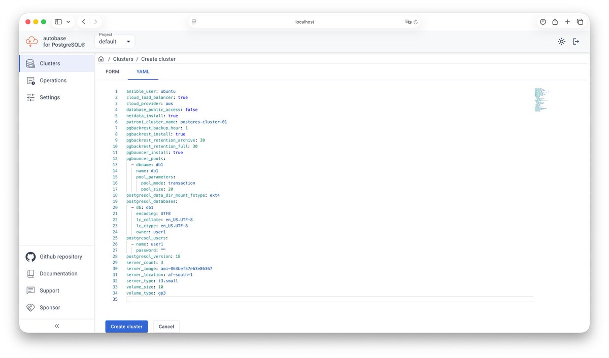 VKukharik's tweet image. Autobase 2.5 will soon have a built-in editor that removes the boundaries between command-line mode and the UI.

#autobase #postgres #opensouce #dbaas