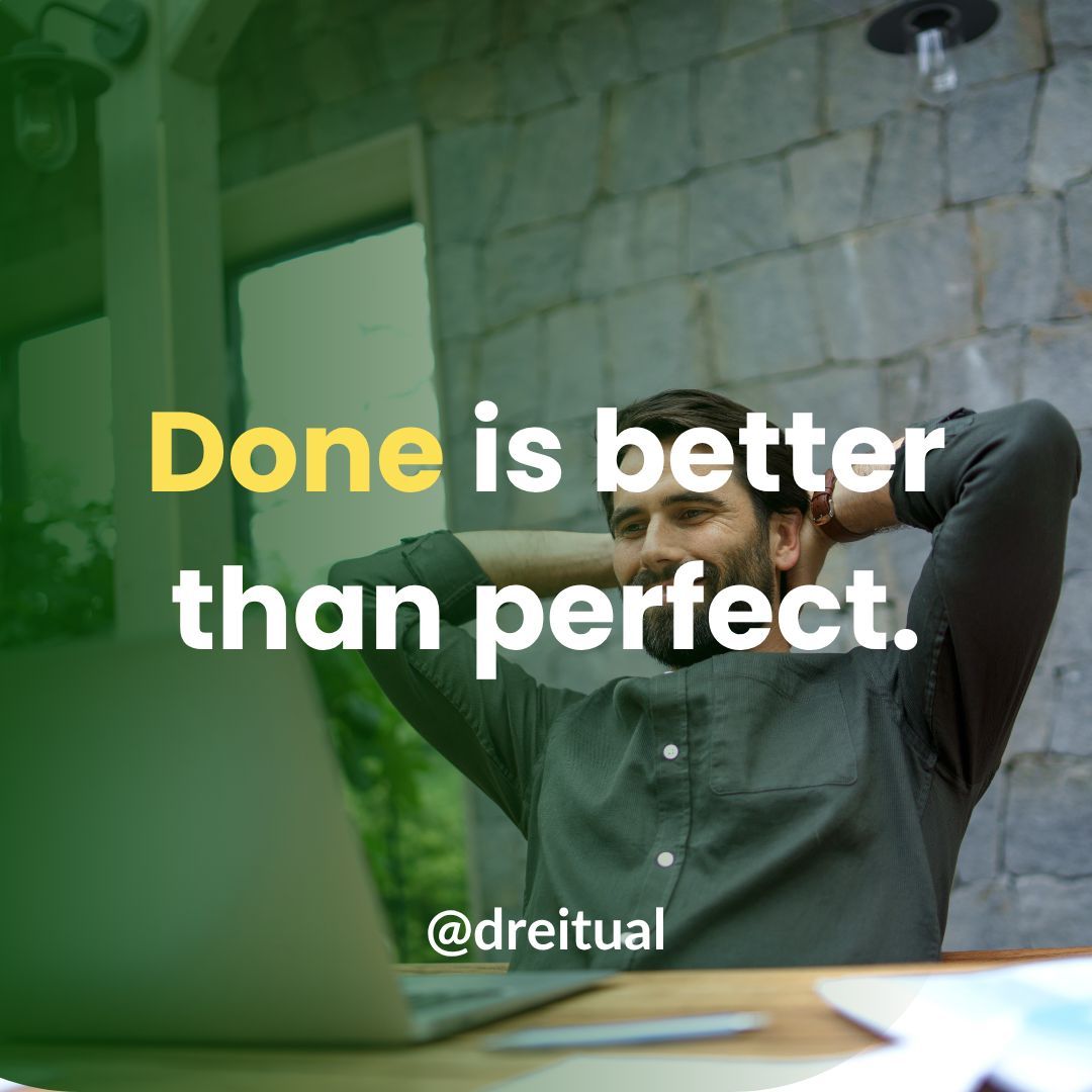 dreitual's tweet photo. Perfection keeps many entrepreneurs from moving forward. You wait for flawless visuals or the perfect caption, and days pass without posting. Progress is what builds a brand. Small, consistent steps lead to real results. Do not wait for perfect. Show up with what you have. 
#VA https://t.co/JPltPBmANW