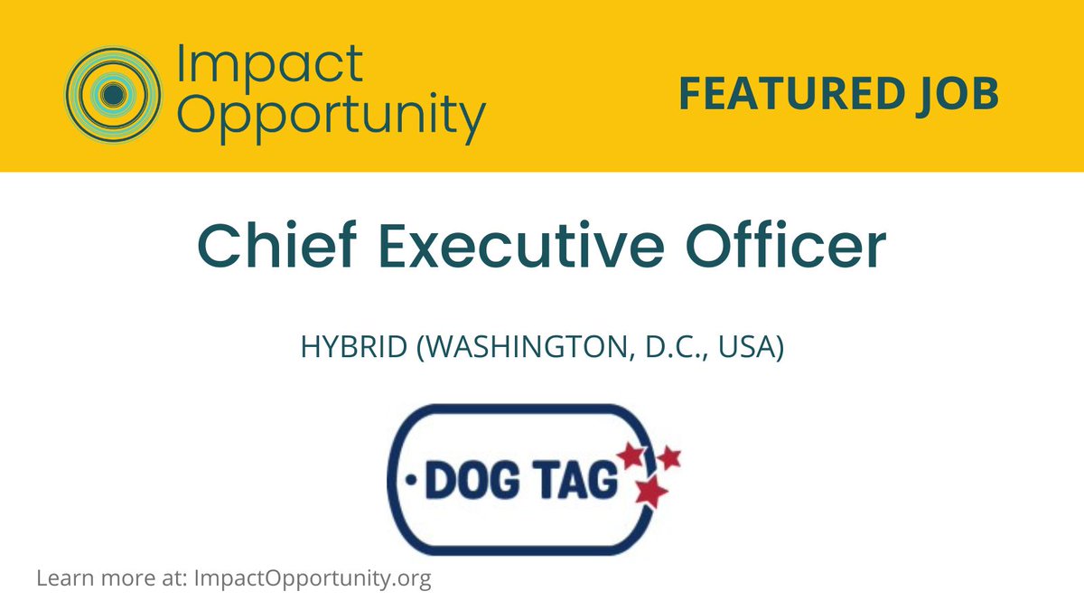 #ImpactOpportunity with <a href="/DogTagBakery/">Dog Tag Bakery</a> as Chief Executive Officer ($150-$160K): loom.ly/sydbL5Y
Search by LeaderFit
Dog Tag Inc. empowers #veterans with service-connected disabilities, spouses &amp; caregivers through a business &amp; entrepreneurship-focused fellowship program.