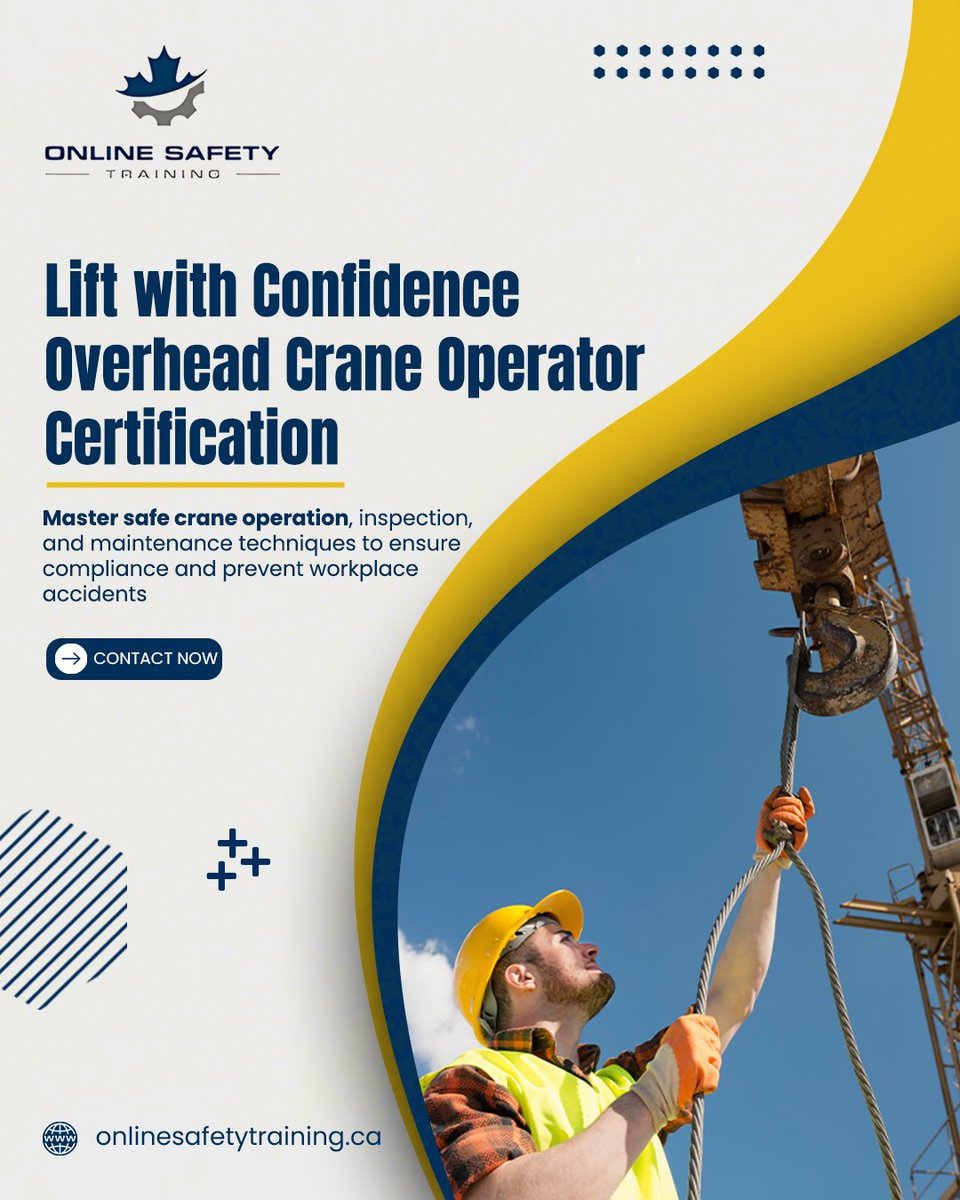 OnlineSafetyTr1's tweet image. Operate cranes safely and confidently with our certified overhead crane operator training and inspection course.
#CraneTraining #OverheadCraneOperator #SafetyCertification #WorkplaceSafety #HeavyEquipmentTraining #CraneSafety #OperatorSkills #IndustrialTraining