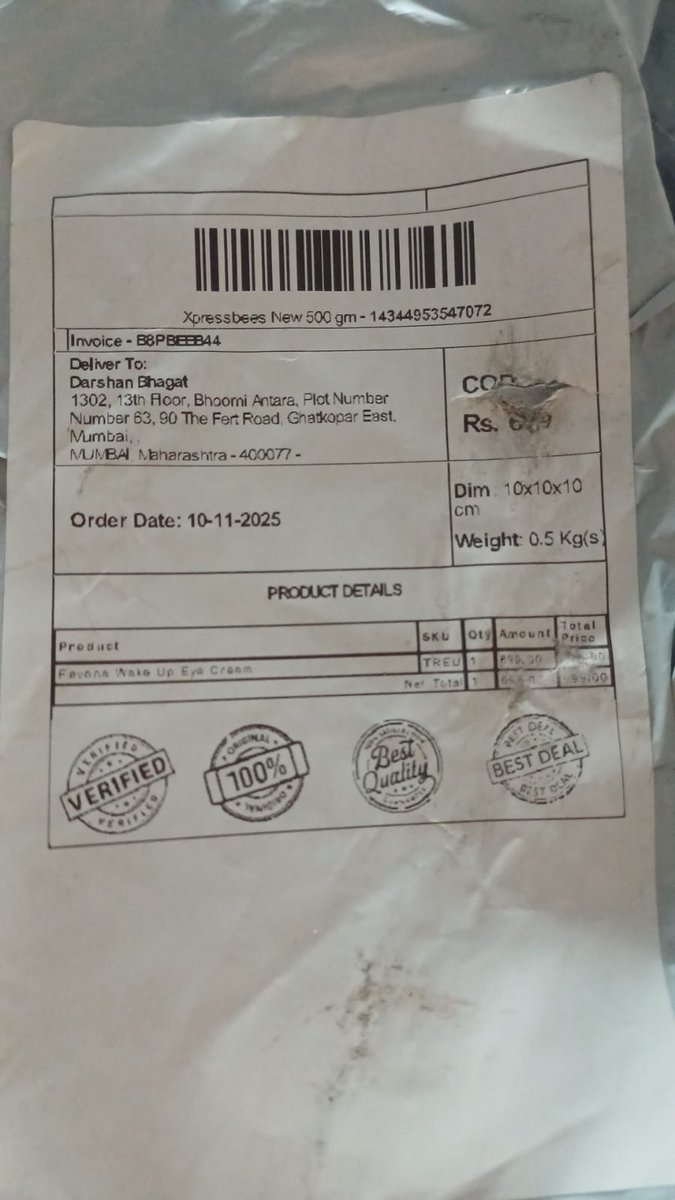 DARSHAN34365618's tweet photo. @XpressBees_IN 
@MumbaiPolice
@ConsumerCom
@voxya_
🚨 Fraud Alert – Consumers Beware! 🚨 It has come to light that Xpressbees (BusyBees Logistics Solutions Pvt. Ltd.) has been fraudulently dispatching Cash-on-Delivery (COD) parcels to consumers without their consent https://t.co/EFLhKytzlv