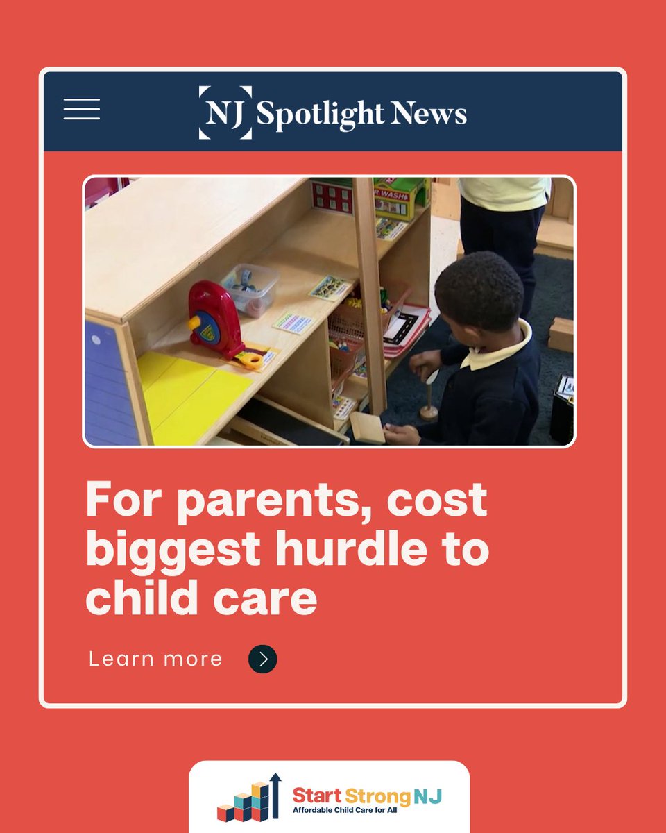 StartStrongNJ's tweet image. Sen. @NJSenTimberlake is right: “The Child Care Assistance Program isn’t a luxury – it’s a lifeline for parents striving to stay employed while raising young children.”

Read more about what's at stake: njspotlightnews.org/2025/11/for-pa…