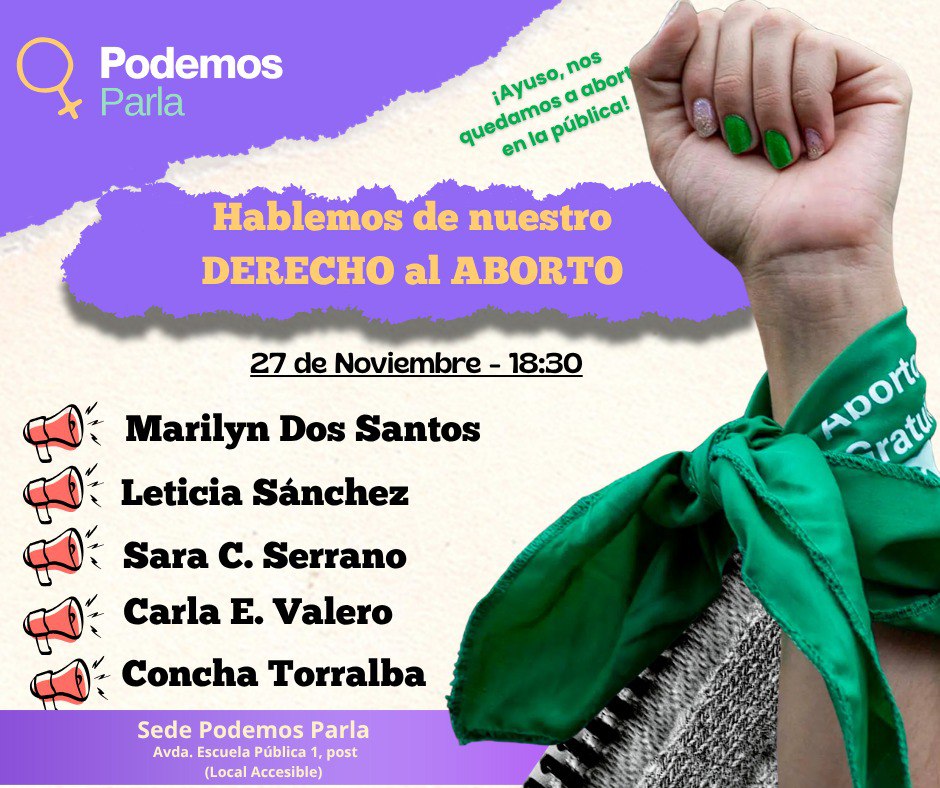 🟢🟣El derecho al aborto se defiende. Los derechos sexuales y reproductivos están blindados pese a que las olas reaccionarias, como Ayuso en la C. De Madrid, no quiera acatar la ley.

Te lo contamos todo el 27 de noviembre con este cartelón,  🤩✊🏽

#AbortoSeguro #DerechoAlAborto