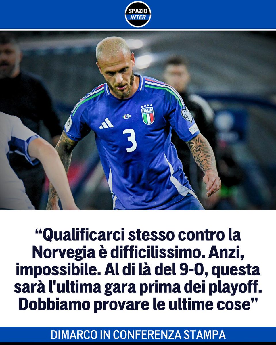 SpazioInter's tweet image. Federico Dimarco alla vigilia di Italia-Norvegia 🎙️

In conferenza stampa ha parlato del giovane Pio Esposito, chiedendo di non mettere troppa pressione al ragazzo💪

Poi Dimarco ha sottolineato che sia obbligatorio qualificarsi al Mondiale 🔥

#Inter #Dimarco #SpazioInter