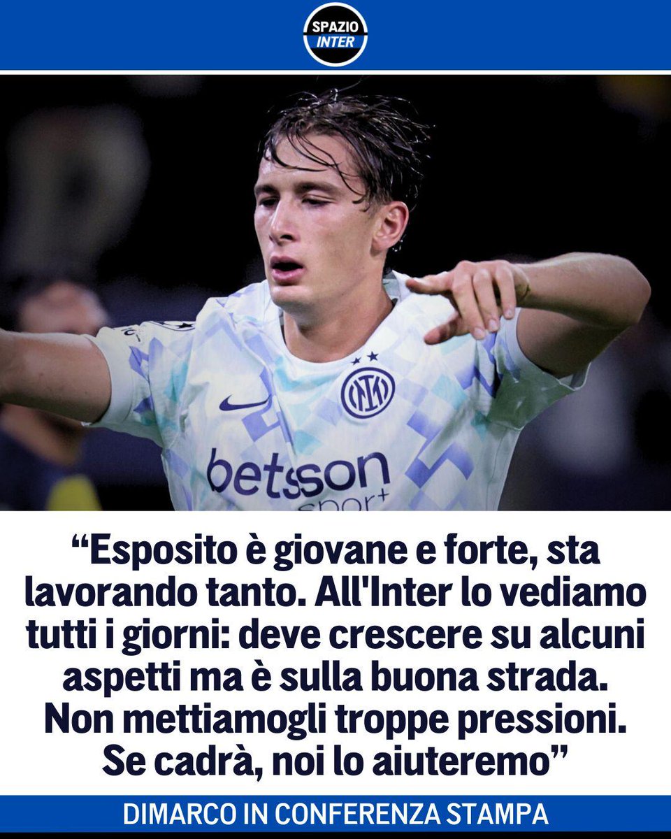 SpazioInter's tweet image. Federico Dimarco alla vigilia di Italia-Norvegia 🎙️

In conferenza stampa ha parlato del giovane Pio Esposito, chiedendo di non mettere troppa pressione al ragazzo💪

Poi Dimarco ha sottolineato che sia obbligatorio qualificarsi al Mondiale 🔥

#Inter #Dimarco #SpazioInter