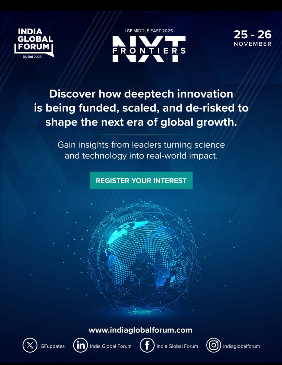theajaysetia's tweet image. I’ll be speaking at the IGF Dubai Edition this month. Honoured to join a closed-door roundtable with global leaders shaping the future of deep technology.

In 2025, deep technology is no longer futuristic it’s actively reshaping AI, quantum computing, advanced materials, biotech,…