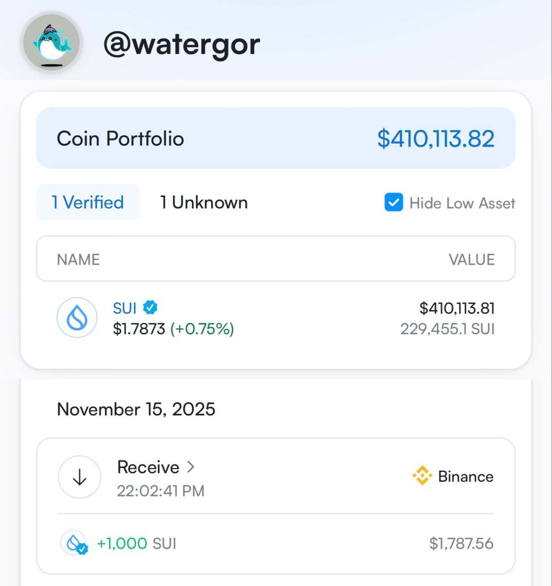 【#连续买sui的第132天】

今天是水哥定投1000枚 $SUI 的第132天

📅 日期：15/11/2025
💰 今日价格：1.78
📈 今日投入金额：1000枚SUI

MAKE SUI GREAT AGAIN
让水伟大起来！

水哥目标🩵 从7月7日开始，
每天加仓1000 $SUI 努力坚持365天！
不知不觉就这样就囤了132天水了，