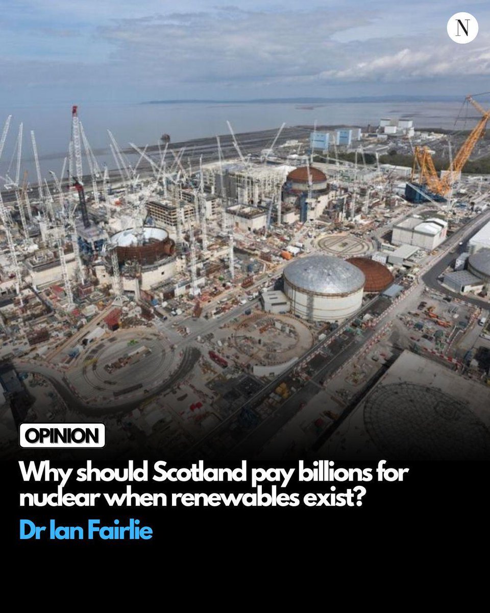 ScotNational's tweet image. The reality is that new nuclear power in Scotland would mean massive costs, a poisoned legacy to future generation and yet more radioactive pollution of our air and seas, writes Dr Ian Fairlie ✍️