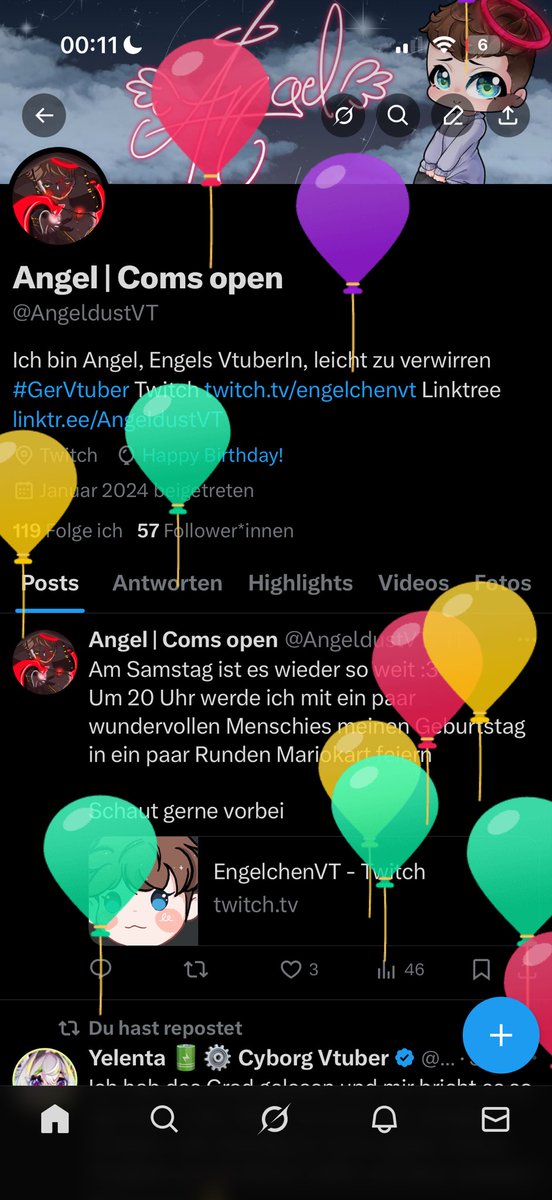 Sooo viele Ballönchen
Dankiii an alle die mir zum Purzeltag gratuliert haben❤️

Und heute um 20 Uhr gibt es nen entspannten Stream in Mariokart mit ein paar knuffies