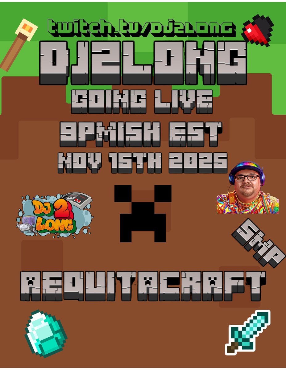 Streaming tonight at 9pmish EST. twitch.tv/dj2long <a href="/Minecraft/">Minecraft</a> <a href="/Twitch/">Twitch</a> <a href="/Mojang/">Mojang</a> #Minecraft #streamer