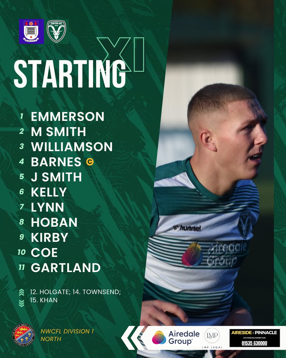 Steetonfc's tweet image. 📄 STEETON XI | @SteetonJose has named his side ahead of today's game.

3️⃣ @jacobsmith_27 is back in on debut as one of three changes from last weekend.

🤕 With injuries taking their toll on the squad, only three substitutes are available this afternoon.

#chevrons
