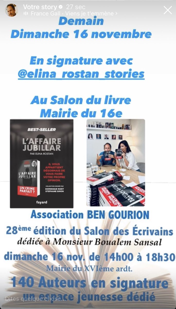Salon des écrivains demain avec <a href="/elina_rostan/">Elina ROSTAN</a> <a href="/EditionsFayard/">Fayard</a> 
Venez nous voir !
#paris16 #Paris #Livres #affaireJubillar