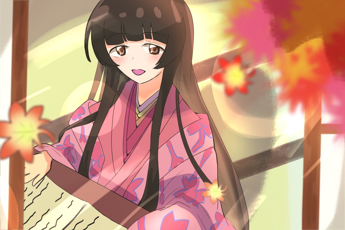 source_37010's tweet image. #橋ティー3ワンドロワンライ 
「秋を見つけた」「読書」
読書中の珱姫が秋を見つけたようです🍁