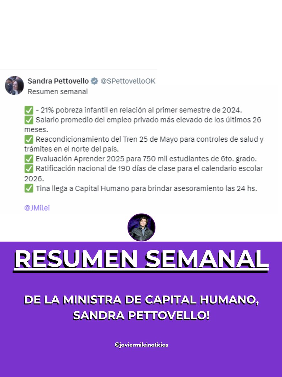 🇦🇷EXCELENTE RESUMEN!!

GRACIAS MINISTRA <a href="/SPettovelloOK/">Sandra Pettovello</a> !