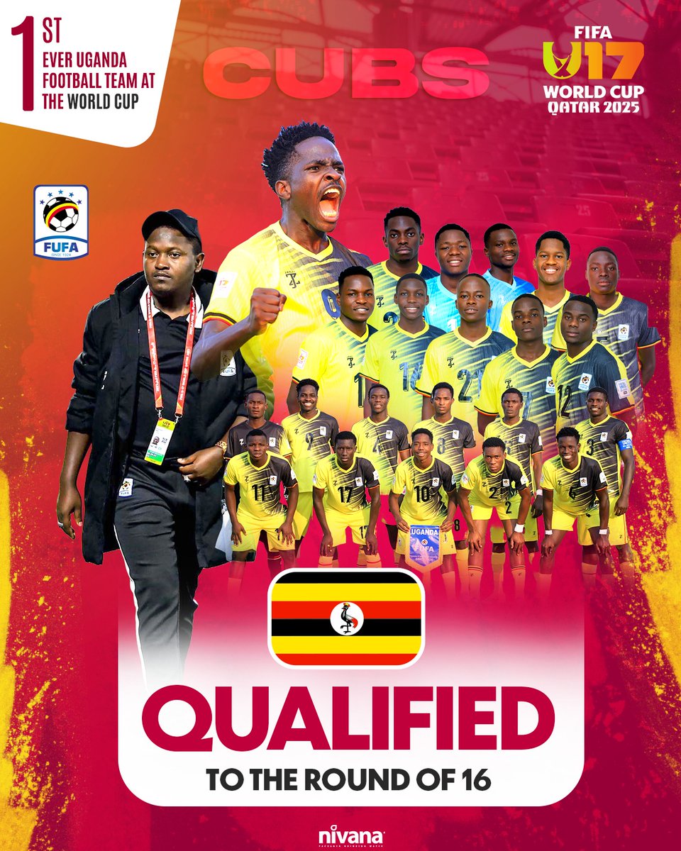 OfficialFUFA's tweet image. The Cubs march on! 🇺🇬

Qualified to the Round of 16 at the FIFA U-17 World Cup Qatar 2025.

#U17WC