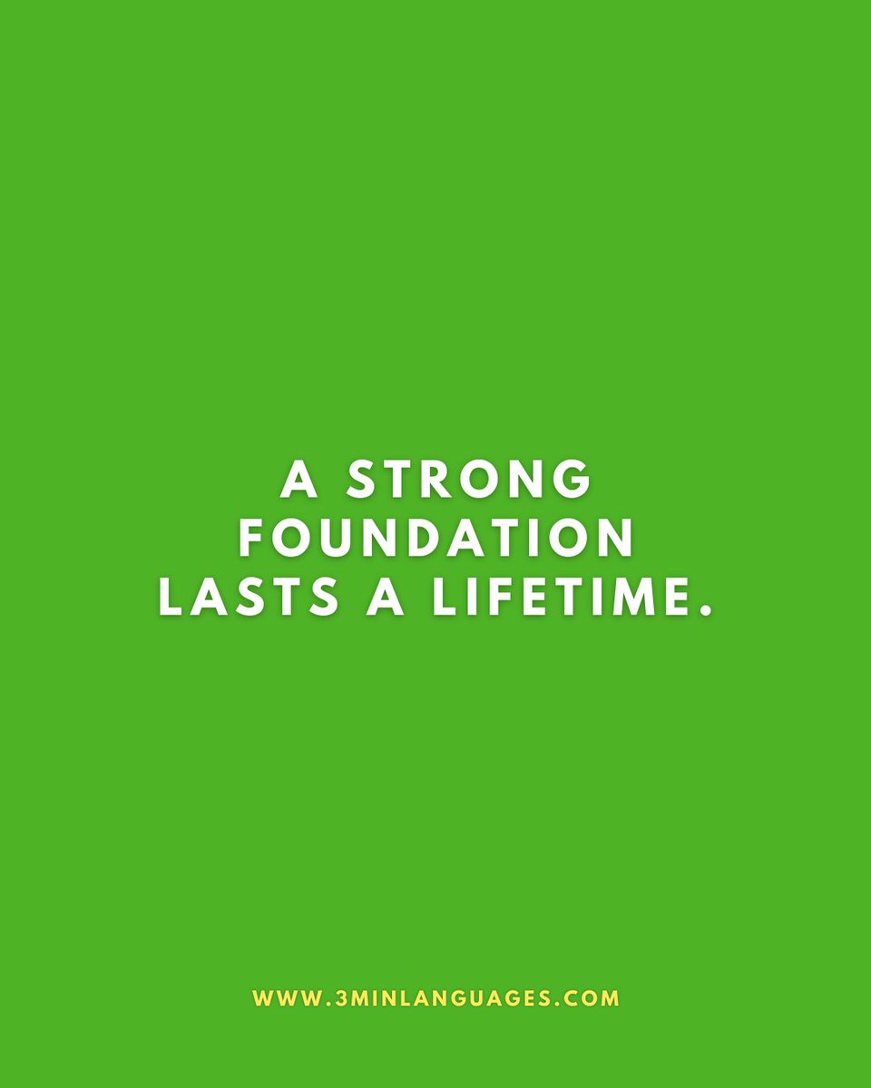 3MLanguages's tweet image. Foundations last a lifetime.
 Master basics, then soar.
 👉 Build your base: 3minlanguages.com

#3MinuteLanguages #StudyIn3 #LanguageLearning #MicroLearning #Consistency #LearnFrench #LearnSpanish #LearnGerman #LearnItalian #LearnPortuguese