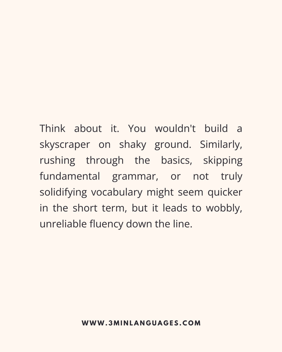 3MLanguages's tweet image. Foundations last a lifetime.
 Master basics, then soar.
 👉 Build your base: 3minlanguages.com

#3MinuteLanguages #StudyIn3 #LanguageLearning #MicroLearning #Consistency #LearnFrench #LearnSpanish #LearnGerman #LearnItalian #LearnPortuguese