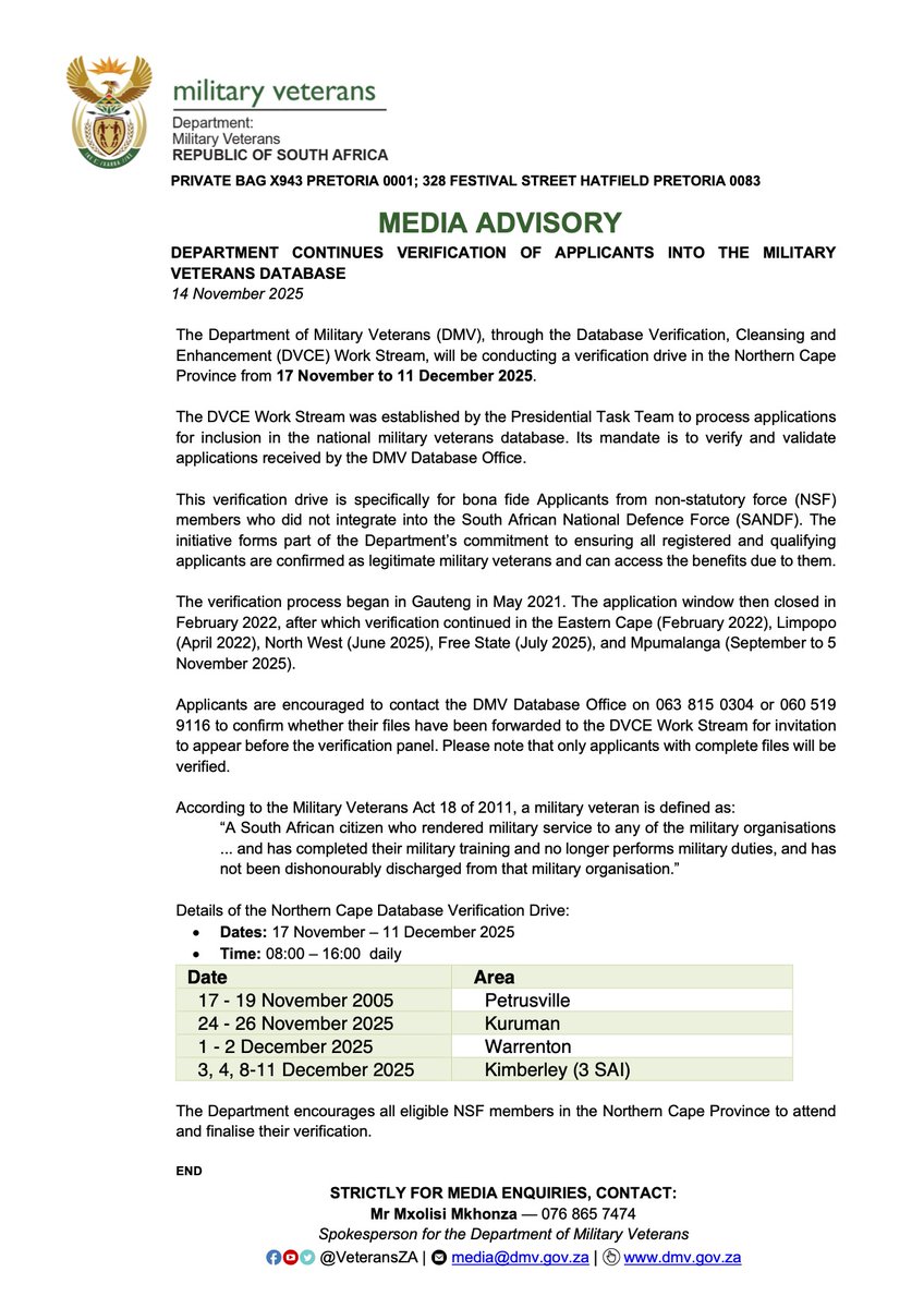 Department of Military Veterans tweet media