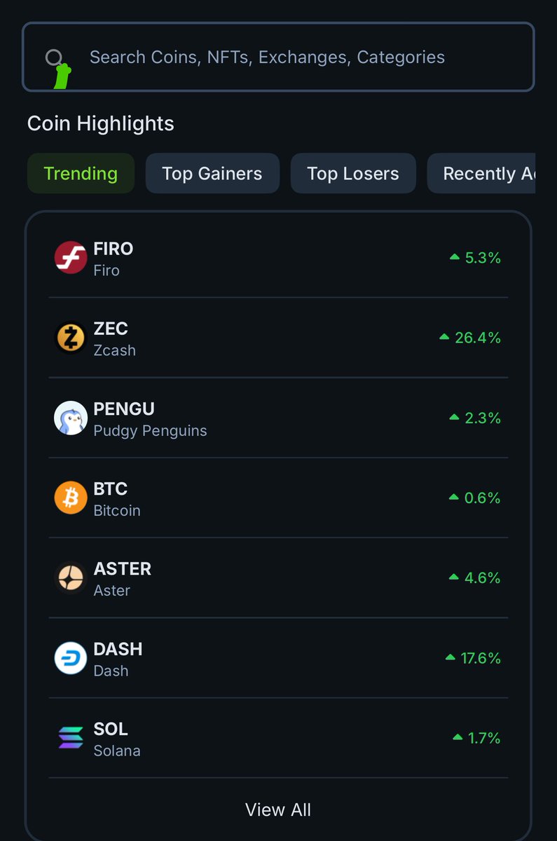 BREAKING: $FIRO just flip $ZEC to become the no.1 most searched assets on CoinGecko.