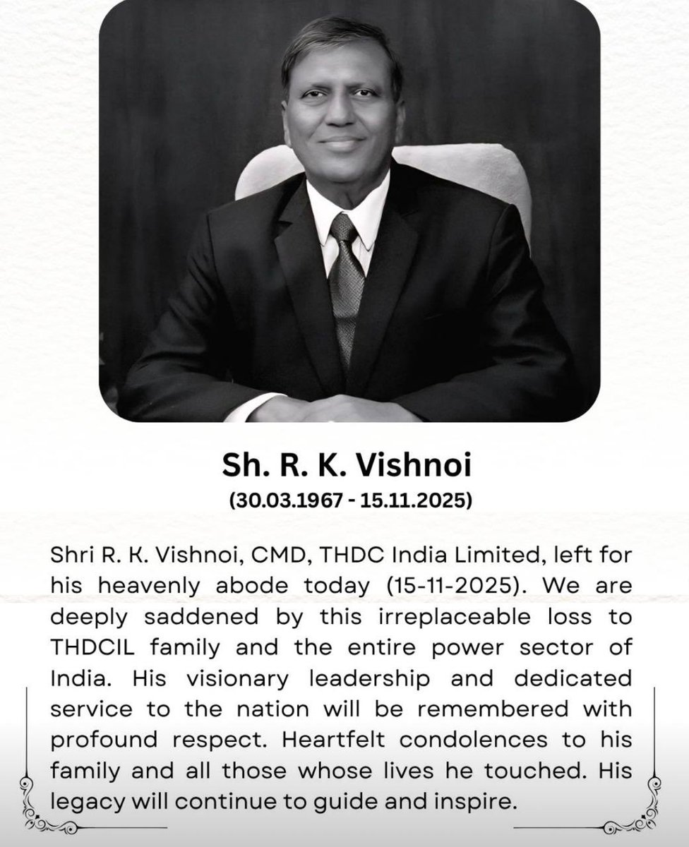 kumarvinayntpc's tweet image. MayGod bless departed soul with love &amp;amp; peace and his family with strength to bear this loss.I worked with him after I was made RED,Hydro just after loss of lives of 140 workers at NTPC Tapovan HPP due to glacier burst and flood. He was an excellent professional &amp;amp; human being.