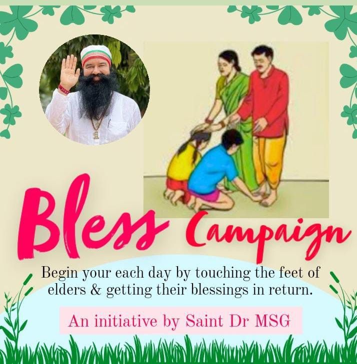 KavitaInsan93's tweet photo. touching elders  feet and seeking blessings plays a crucial role in children's success. Saint Gurmeet Ram Rahim Singh Ji has launched the Bless campaign to keep this Indian cultural identity alive.
#GetBlessings https://t.co/tdvAtH4cUw
