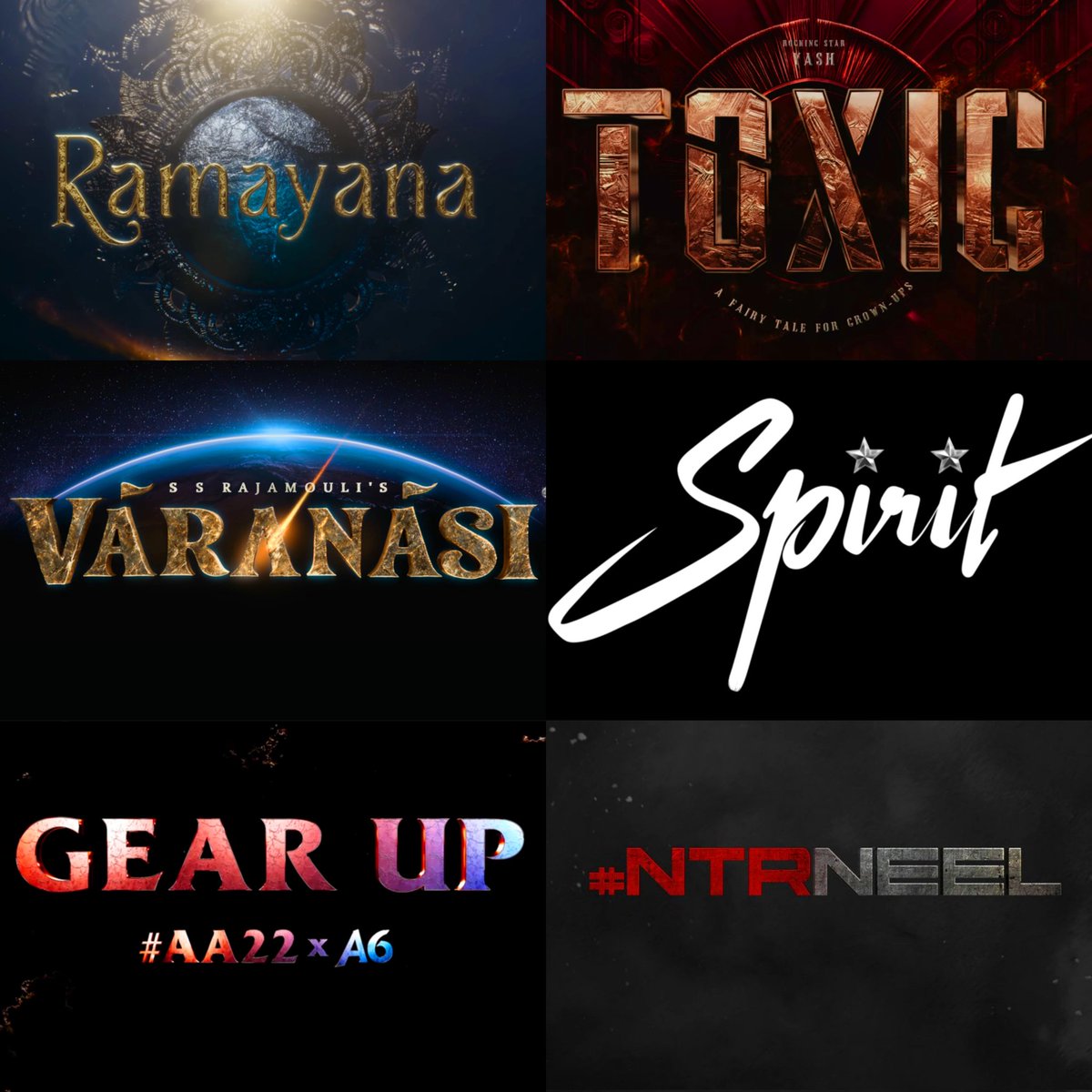 NameIsShreyash's tweet image. The Biggest Movies of Indian Cinema for Next Two Years 🔥🙏

#Ramayana #ToxicTheMovie 
#Varanasi #Spirit #AA22xA6 #NTRNeel