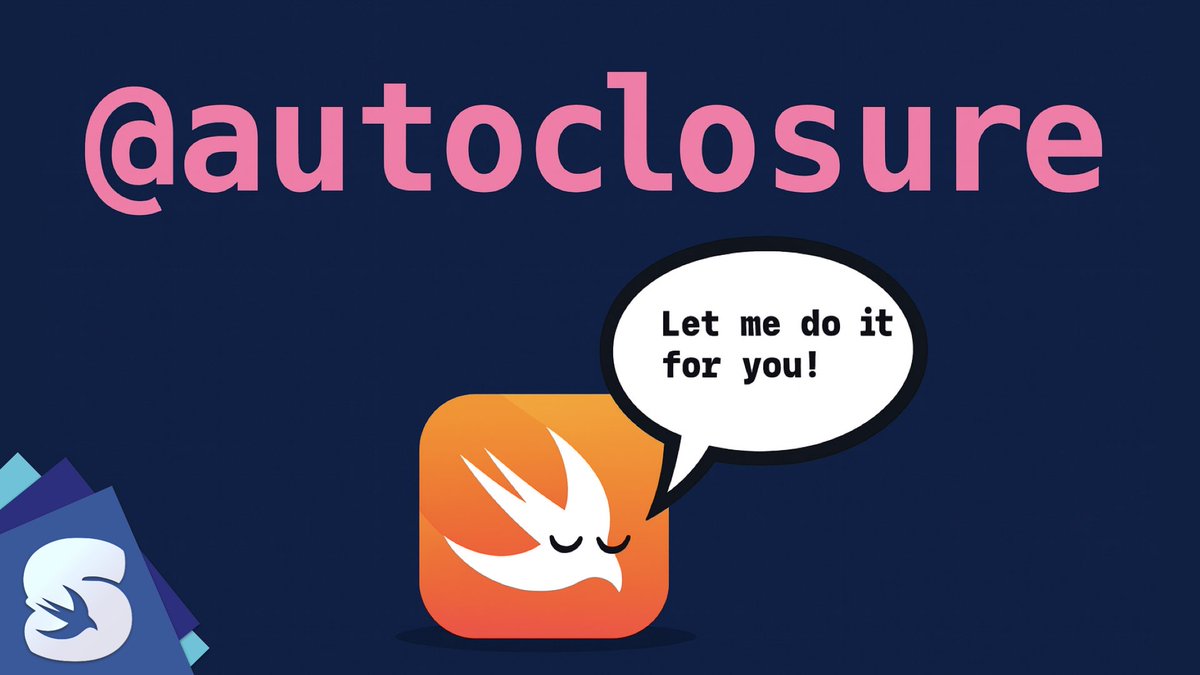 swiftandtips's tweet image. Hey everyone, I made a simple video explaining how autoclosure works in Swift, with short examples, practical use cases, and a few warnings too 👇

youtu.be/Ktmai_FxJoQ