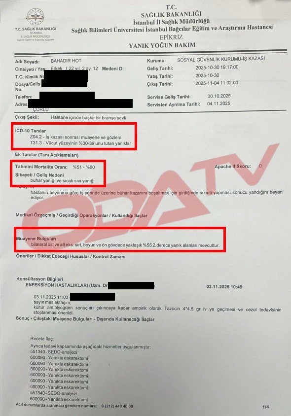 *Bahadır kardeşimize acil şifalar diliyoruz..
İşyerine gerekli yaptırımlar uygulansın, sorumlular cezalandırılsın ve Bahadır'ın her türlü güvencesi sağlansın..
Fotolar: Büşra İlaslan - Oda Tv