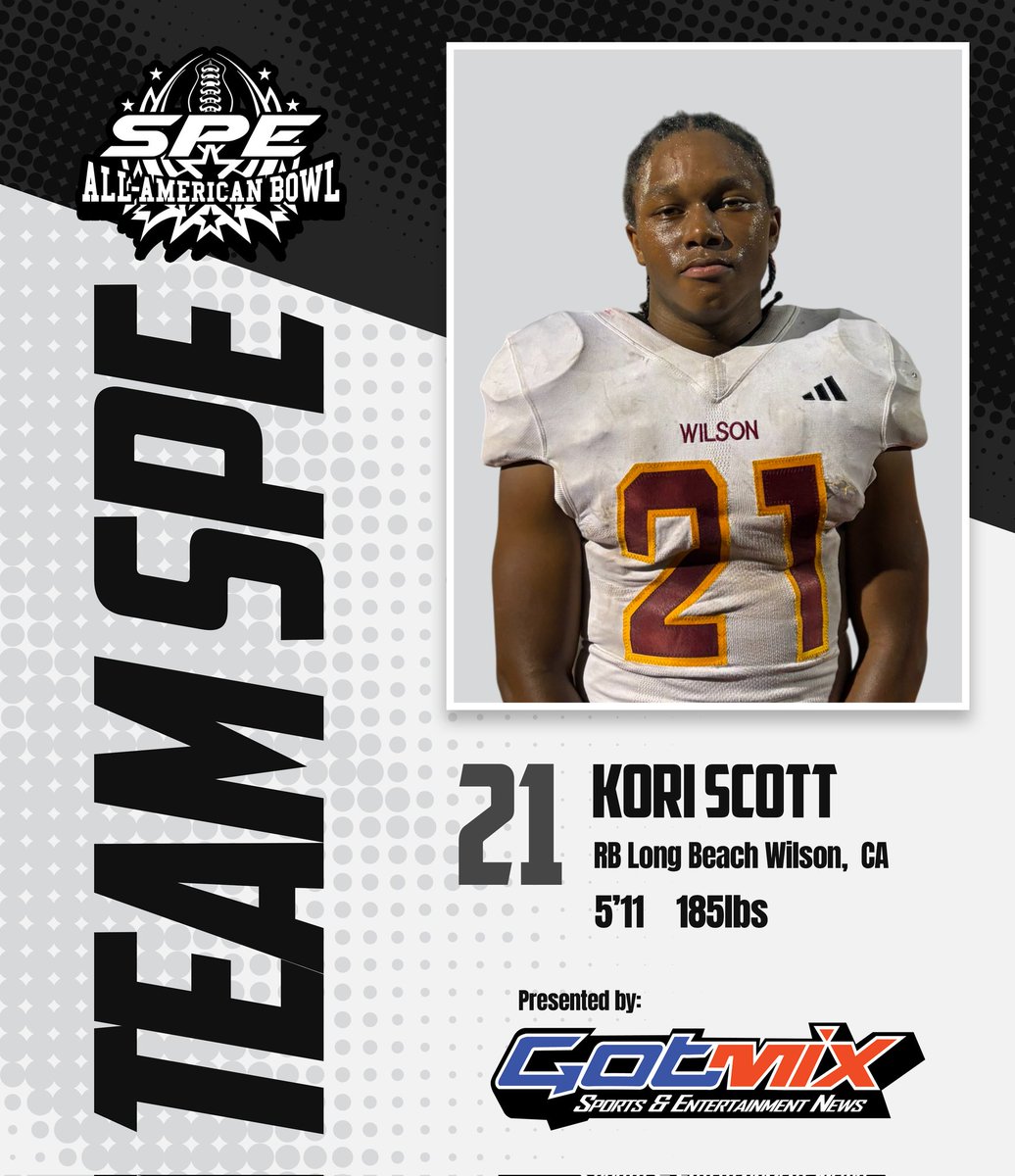 🌟 Player to Watch 🌟
⭐️⭐️⭐️⭐️ <a href="/KoriJScott21/">Kori J Scott</a> is officially committed to the 2026 SPE All-American Bowl For Seniors!
at Manvel HS in Houston, TX  
April 4, 2026
 <a href="/gotmix/">GotMixTV.com</a> per <a href="/coachb2thomas/">Barry Thomas</a> <a href="/LBWilsonFootbal/">LB Wilson Football</a>

Big plays loading… 🔥🏈

#SPEAllAmericanBowl #SPEBowl2026 #GotMix
