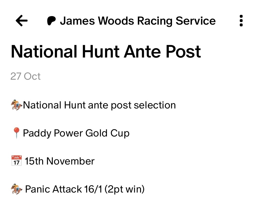 WWWoodzy92's tweet image. MASSIVE RACING SERVICE WINNER 😍

Panic Attack 16/1 🥇✅️

Tipped ante post back in October and what a price 👏🏻 

2pt win at 16/1 returned 34pts 💰💰

It pays to be in the racing service!

Also mentioned in my @BetCoUK article 

What a Saturday 🔥🔥🔥🔥🔥

HARRY WE LOVE YOU ❤️