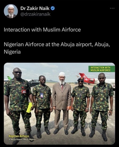 Fugitive terror peddler Zakir Naik, banned in UK, India, Bangladesh, Canada for inspiring Dhaka massacre &amp; ISIS recruits, wanted by Interpol for laundering $28M, stormed Nigeria in 2023 on the invitation of the Sultan of Sokoto. Zakir Naik is a known terrorist supporter and a