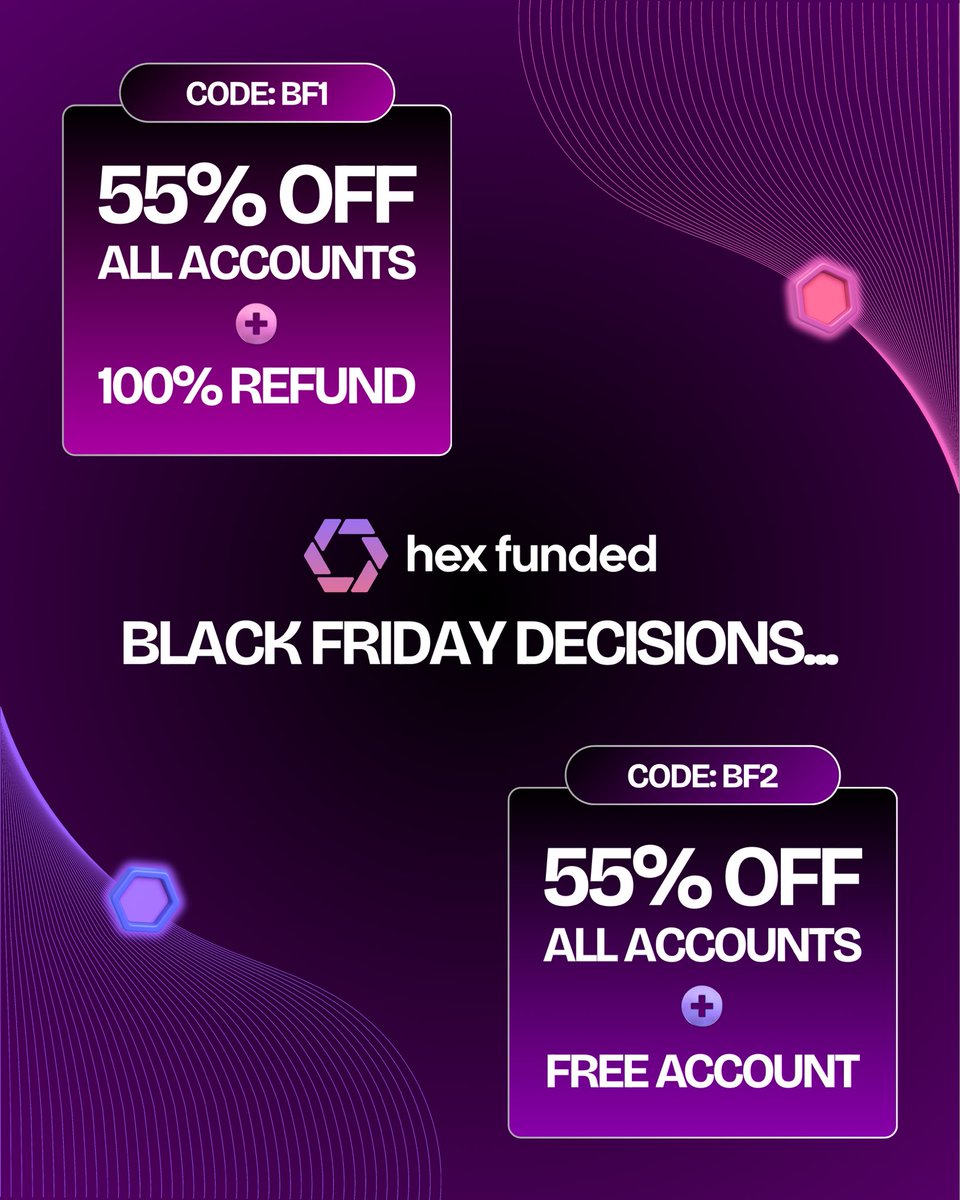 2 CODES… 2 HUGE OFFERS ‼️

We’ve started early, these offers are live now 💥

Plenty more to come so keep your eyes peeled 👀 

Get started today 👉 hexfunded.com