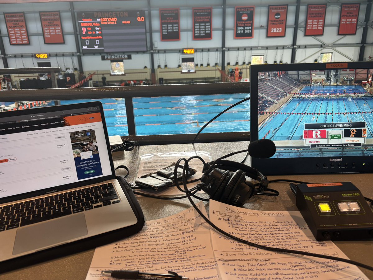 Here at DeNunzio Pool as Princeton and Rutgers face off in the 6th Battle for the Cannon Trophy.

Greg Wriede and I have the call at 11:00 on ESPN+

<a href="/PUCSDT/">Princeton Swimming & Diving</a> <a href="/RUSwimDive/">RU Swimming & Diving</a>