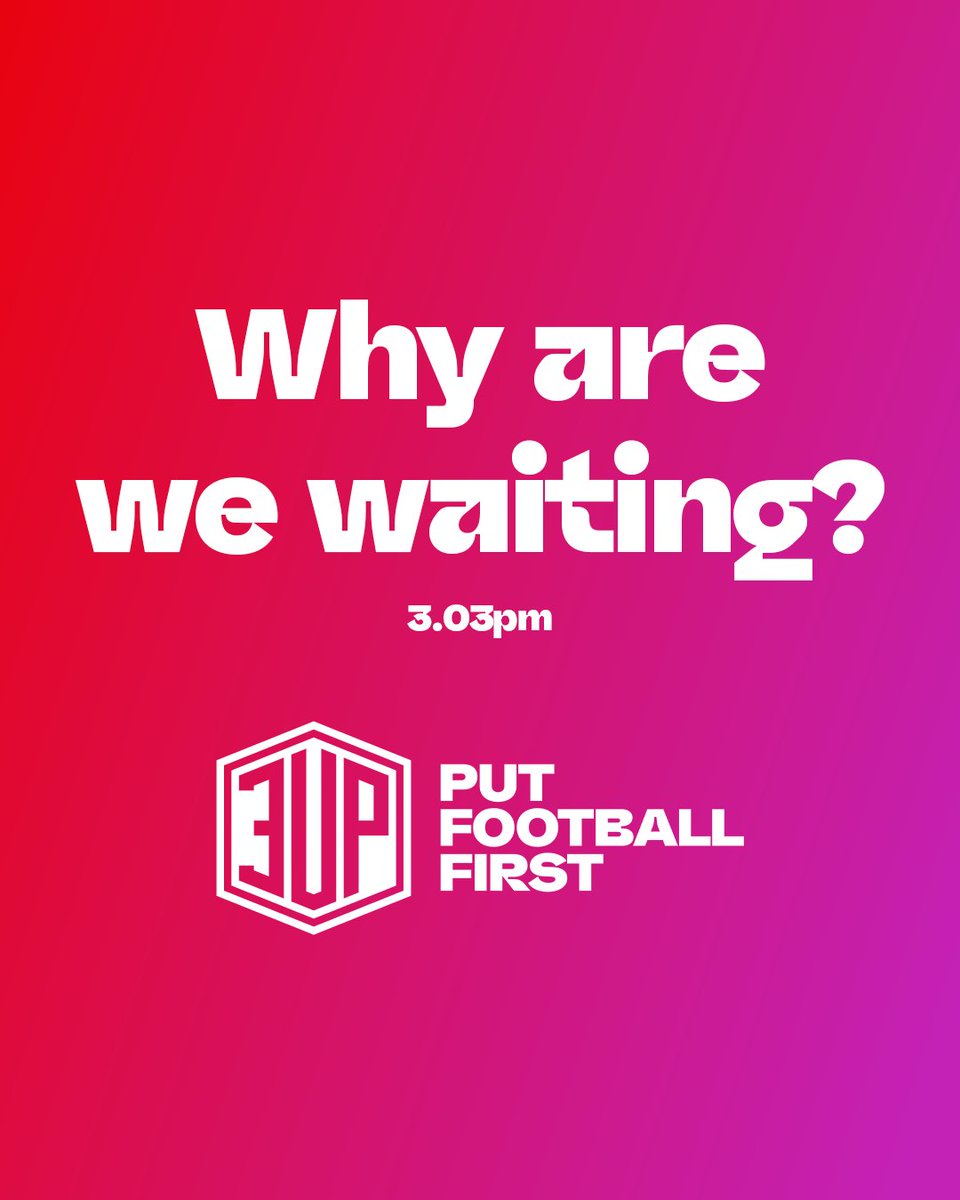 Why are we waiting? 🤷
 
Got a spare few minutes before kick-off? Play your part in supporting the National League's #3UPDayofAction and sign the petition to help us fight for #3UP 👇
 
Sign here -  change.org/VoteFor3UP