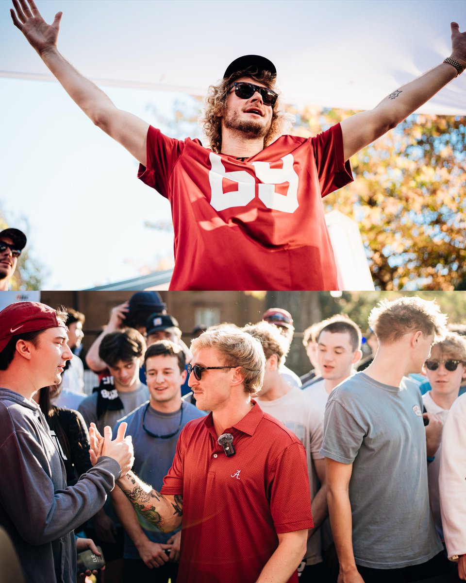 EASPORTSCollege's tweet photo. Bama showed OUT for Campus Pregame!

Athlete meet &amp; greets, the #CFB26 campus tournament, a massive crowd for @yunggravy vs. @PapaMeagzz live with @KurtBenkert on the mic.

Tuscaloosa brought the Roll Tide atmosphere 🐘🔥 https://t.co/kw4zWOwPkJ
