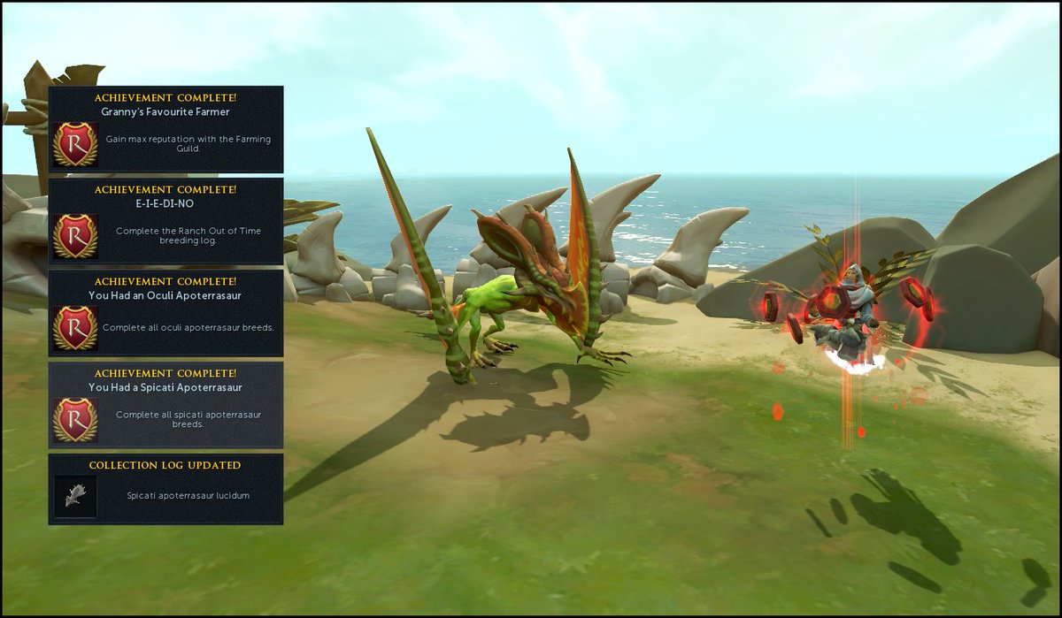 Finally max reputation with the Farming Guild and the last shiny dinosaur 🥳
#Runescape