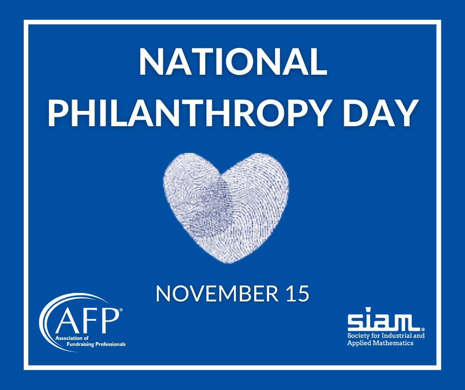 TheSIAMNews's tweet image. Happy #NationalPhilanthropyDay!

We are grateful for your generosity and belief in SIAM’s mission. Your support drives progress in applied mathematics and its real-world impact.

Join us in celebrating by making a gift today: siam.org/get-involved/w…

#AppliedMath #STEM