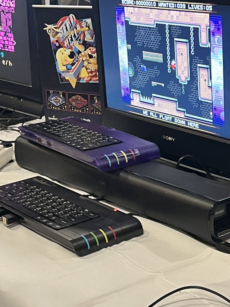 ZXSpectrumNext's tweet image. First ever showing of a Magenta Next and Dreamtime Monty in the wild at Crash Live! 2025. @gamesyouloved @zxspectrumnext @theprimedokos #zxspectrumnext #zxspectrumnextgames #retrocomputing #retrogaming