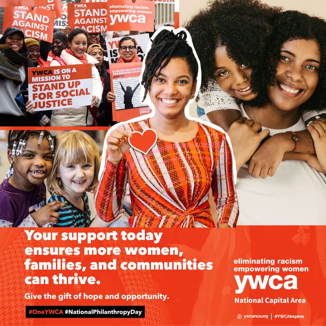 Communities need us—today more than ever. Your donation to YWCA NCA #NationalPhilanthropyDay helps women and families access programs that change lives.

Make a gift: bit.ly/YWCANCADonate      
#OneYWCA #YWCAInspires