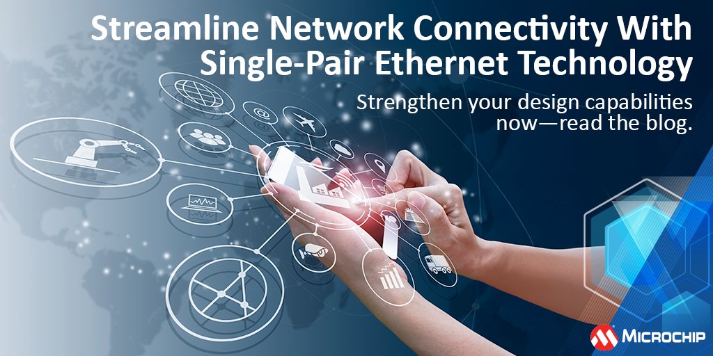 MicrochipTech's tweet image. Simplify your network architecture with Single-Pair Ethernet. Fewer cables, lower costs and high-speed connectivity make it ideal for industrial and building automation. Read the blog: mchp.us/3LcAtUz. #Ethernet #Connectivity #DesignEngineering
