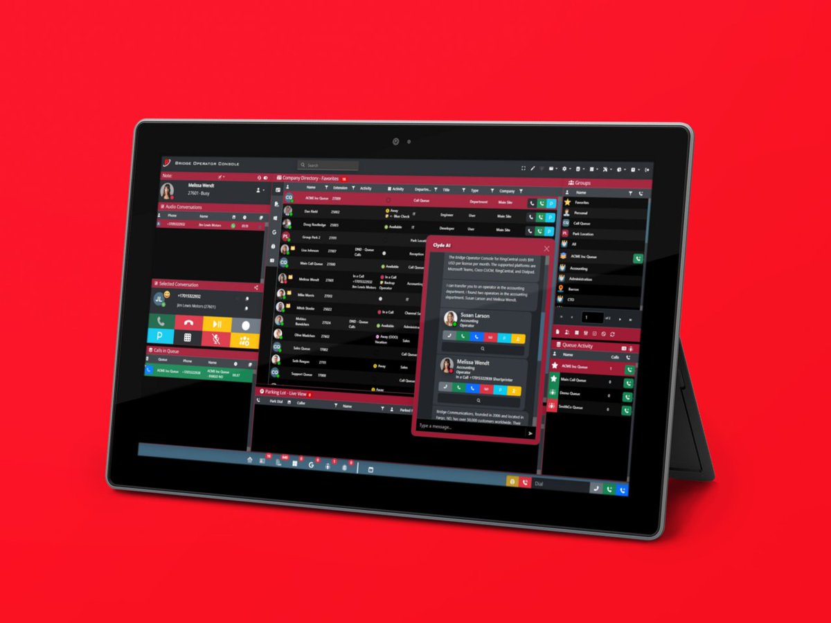 ndbridge's tweet image. Elevate your front desk from a switchboard to a smart communications hub. Our AI-powered console for Teams, RingCentral &amp;amp; more uses predictive transfers to boost receptionist productivity and delight every caller. #UnifiedCommunications #AI #Cylde #Dialp… bridgeoc.com