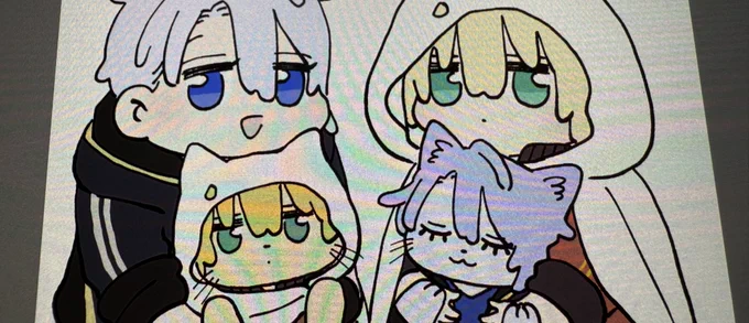 よしよししたくなるカット描けたかも 明日デザインやって表紙1と4終わらせる 表紙ついピンクにしがちだけど伯仲だし何色にしようかなー