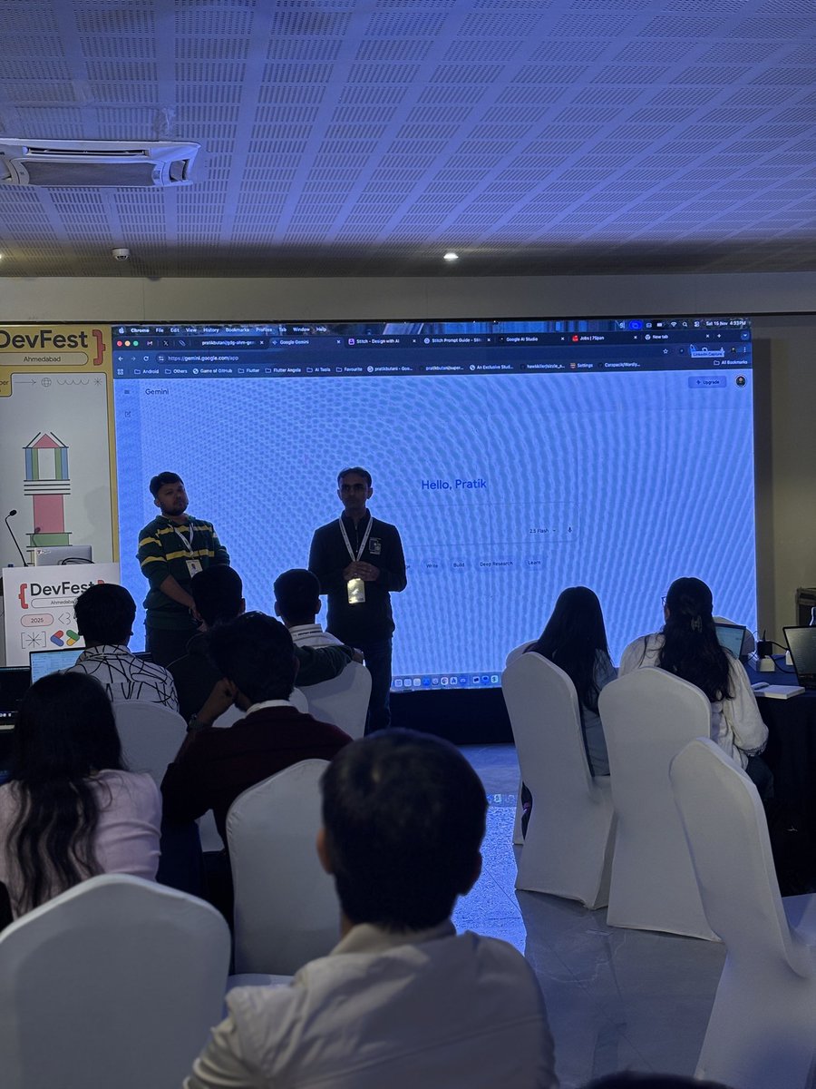 vishalnai56's tweet photo. Workshop on Gemini: Ideas to MVP by @pratik13butani @ravi_rupareliya at #DevFestAhm @GDGAhmedabad
#GDGDevFestAhm #GDG https://t.co/TTVkaMUZtw